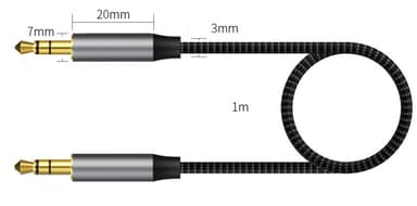 3,5 mm lydkabel til AUX tilslutning Sort 1 m