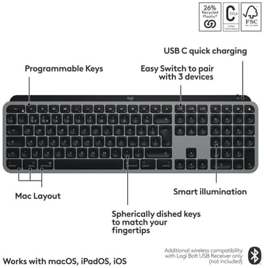 Logitech MX Keys S Mac trådløst tastatur