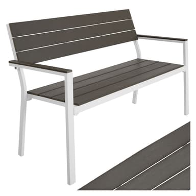 Havebænk Line 128x59x88cm - lysegrå/hvid