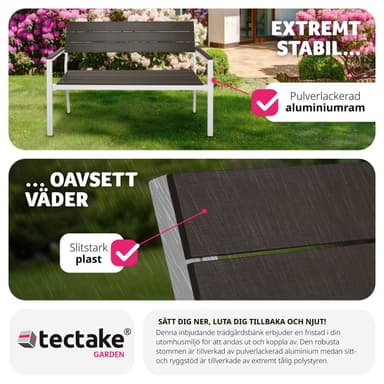 Havebænk Line 128x59x88cm - lysegrå/hvid
