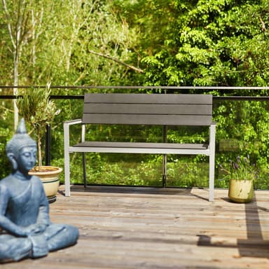 Havebænk Line 128x59x88cm - lysegrå/hvid