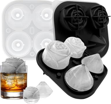 Isforme i Silikone - Diamant- og Rose-forme Sort