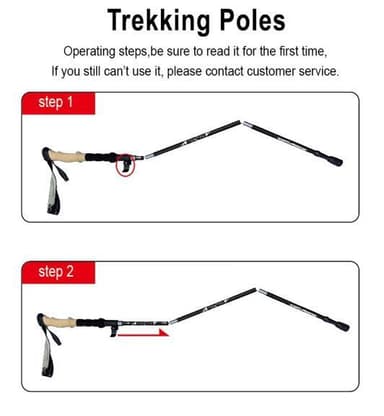 Ultralet vandrestav trekkingstang 5 sektion Rød