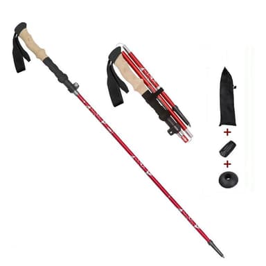 Ultralet vandrestav trekkingstang 5 sektion Rød