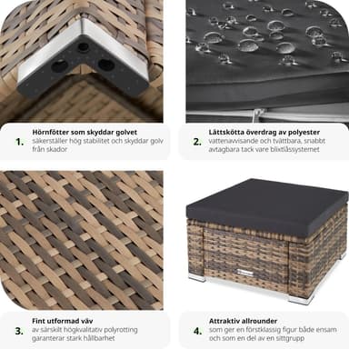 Polyrattan puf med hynde - natur