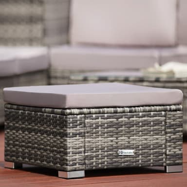 Polyrattan puf med hynde - natur