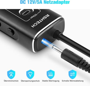 NÖRDIC Powered 10-ports USB-C & A Hub, 3x10G USB-A og USB-C USB3.2 GEN2, 4x5G USB-A USB3.2 GEN1, 1xUSB-C 20W PD, 2xUSB-A opladning med individuel switch