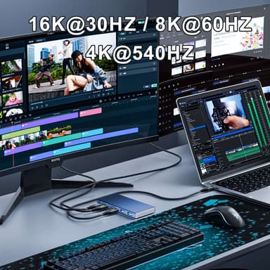 NÖRDIC 1m Thunderbolt 5 kabel 80Gbps dataoverførsel 240W opladning 120Gbps båndbredde 16K60Hz 8K60Hz 4K540Hz