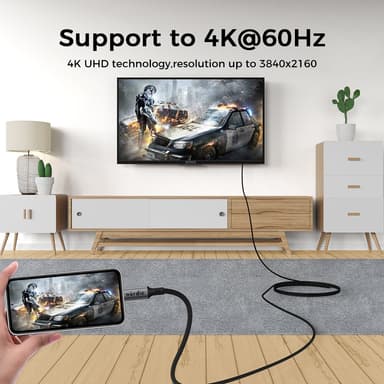 NÖRDIC 5m USB 3.2 Gen 2 USB-C til C nylon flettet kabel PD3.1 240W 20G 4K60Hz grå