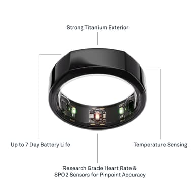 Oura Ring Gen3 Heritage smart-ring størrelse 8 (sort)