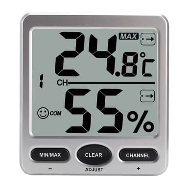 Indendørs digitalt termometer hygrometer Sølv