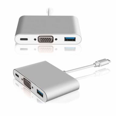 USB-C til VGA-adapter med USB 3.0 PD og USB-C