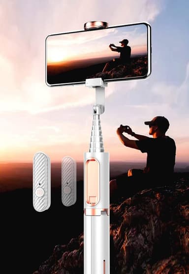 Selfie stick / Tripod Aluminium - udtrækkelig og med fjernbetjening - sølv
