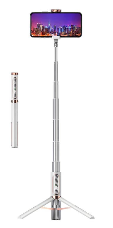 Selfie stick / Tripod Aluminium - udtrækkelig og med fjernbetjening - sølv