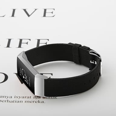 Fitbit Charge 3/4 armbånd lærred sort L