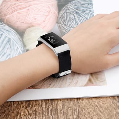Fitbit Charge 3/4 armbånd lærred sort L