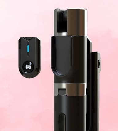 Stativ selfie stick udtrækkeligt mobiltelefonstativ med trådløs Bluetooth fjernbetjening Sort