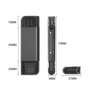 NÖRDIC OTG kortlæser 3 i 1 USB-C + Lightning + USB-A 3.0 understøttelse af SD / TF Micro SD Op til 2TB 5Gbps