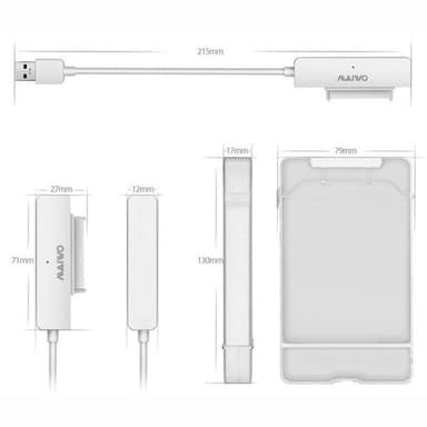 Maiwo K104 5Gbps USB3.1 til 2.5 ""HDD / SSD 12.5mm SATA III adapter med 10cm kabel og USB A gennemsigtig plast kabinet