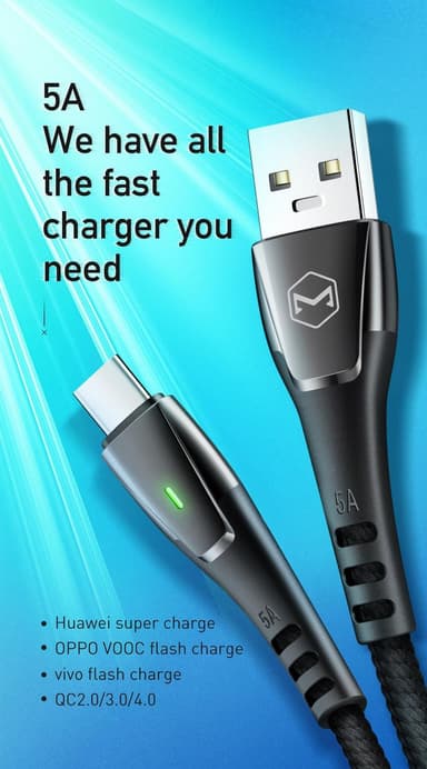 Mcdodo CA-6790 kabel til hurtig opladning af Huawei, oppo, XiaomiAuto-sluk med LED-indikator