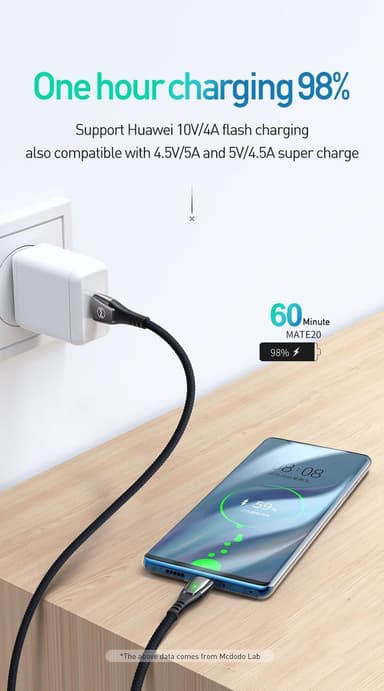 Mcdodo CA-6790 kabel til hurtig opladning af Huawei, oppo, XiaomiAuto-sluk med LED-indikator