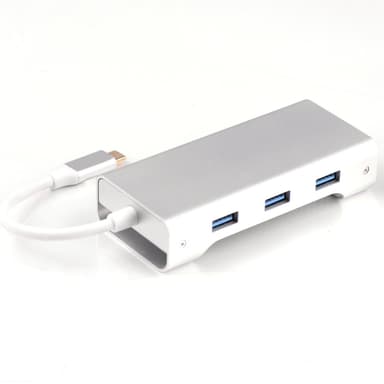 NÖRDIC 1 til 8 C USB Aluminium Docking 1xHDMI 4K 1080p 30Hz 1xVGA 3xUSB 3.1 5GBP 1x USB C PD87W 1xSD / TF kortlæser sølv