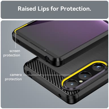 SKALO Sony Xperia 1 V Armor Carbon Stødsikker TPU-cover - Sort