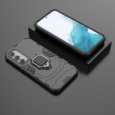 SKALO Samsung A35 5G Armor Hybrid metal ring cover - Sort