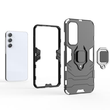 SKALO Samsung A35 5G Armor Hybrid metal ring cover - Sort