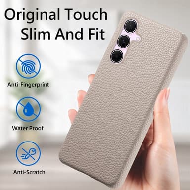 SKALO Samsung A55 5G PU Læder Litchi Cover - Khaki