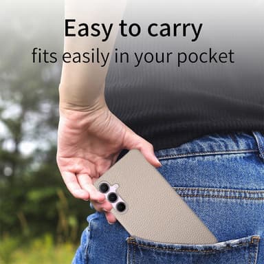 SKALO Samsung A55 5G PU Læder Litchi Cover - Khaki