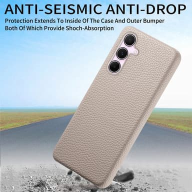 SKALO Samsung A55 5G PU Læder Litchi Cover - Khaki