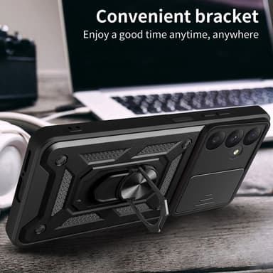 SKALO Samsung A35 5G Armor Hybrid Metal Ring Camera Slider - Blå