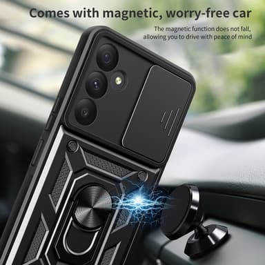 SKALO Samsung A35 5G Armor Hybrid Metal Ring Camera Slider - Blå