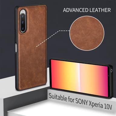 SKALO Sony Xperia 10 V PU-læder Hybrid Cover - Brun
