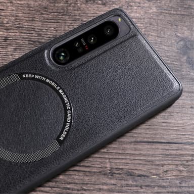 SKALO Sony Xperia 1 V PU læder hybrid magnetisk ring Cover - Sort