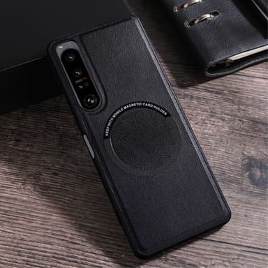 SKALO Sony Xperia 1 V PU læder hybrid magnetisk ring Cover - Sort