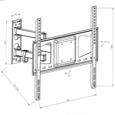 TV-ophæng for 26-55 tommer, VESA 200x100-400x400 (Vipbar + Svingbar) - sort