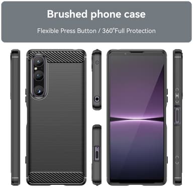 SKALO Sony Xperia 1 V Armor Carbon Stødsikker TPU-cover - Sort