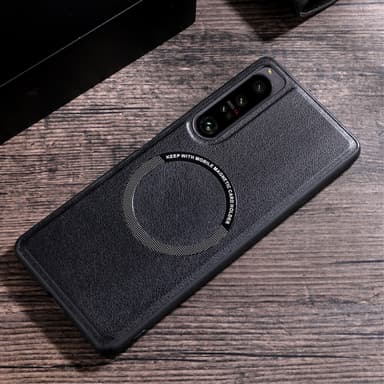 SKALO Sony Xperia 1 V PU læder hybrid magnetisk ring Cover - Sort