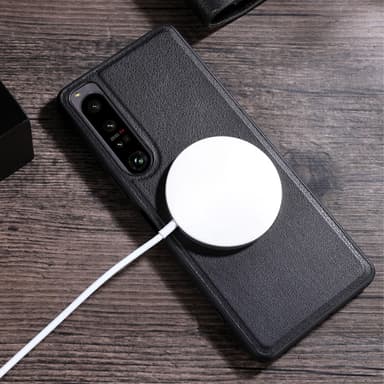 SKALO Sony Xperia 1 V PU læder hybrid magnetisk ring Cover - Sort
