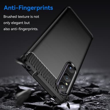 SKALO Sony Xperia 1 V Armor Carbon Stødsikker TPU-cover - Sort