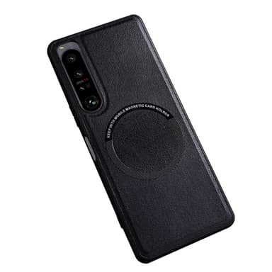SKALO Sony Xperia 1 V PU læder hybrid magnetisk ring Cover - Sort