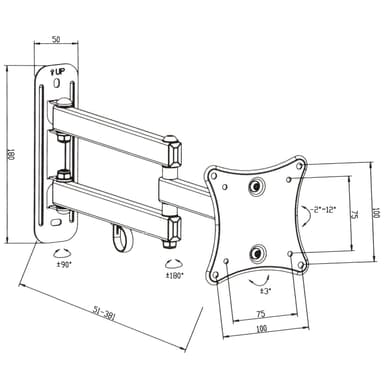 TV-ophæng for 10-24 tommer (25-61cm) (Vipbar + Svingbar) - sort
