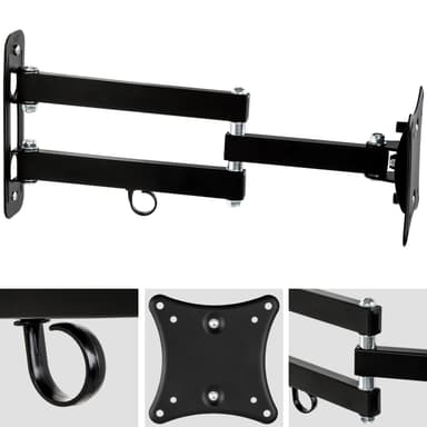 TV-ophæng for 10-24 tommer (25-61cm) (Vipbar + Svingbar) - sort