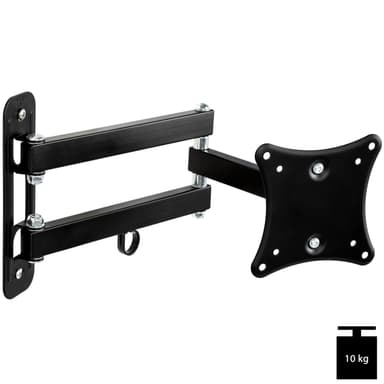 TV-ophæng for 10-24 tommer (25-61cm) (Vipbar + Svingbar) - sort