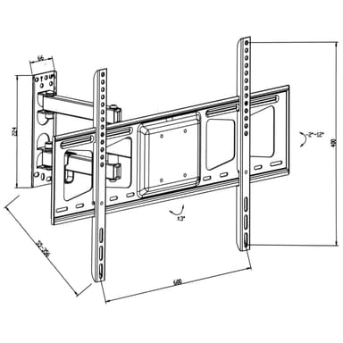 TV-ophæng for 32-60 tommer (81-152 cm.) (Vipbar + Svingbar) - sort