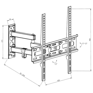 TV-ophæng for 26-55 tommer (66-140 cm), VESA 50x50-400x400 (Vipbar + Svingbar) - sort