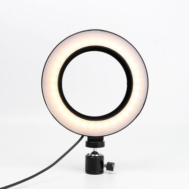 Roterbar selfie på stativ med LED-lys, 25 cm - sort