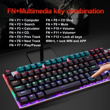 Kablet gaming tastatur mus sæt, RGB baggrundsbelyst, responsiv blå switch